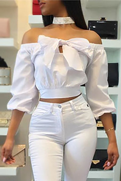 Stylish Bateau Neck Long Sleeves Bow-Tie Decorative White Cotton Shirts(Without Choker
Stylish Bateau Neck Long Sleeves Bow-Tie Decorative White Cotton Shirts(Without Choker