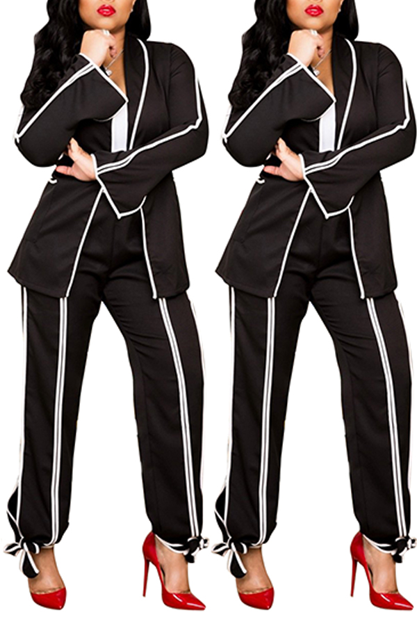 Lovely Stylish Turndown Collar Patchwork Black Two-piece Pants Set
Lovely Stylish Turndown Collar Patchwork Black Two-piece Pants Set