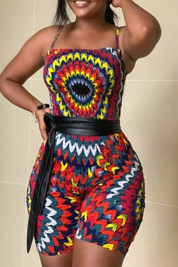 Lovely Casual Printed Lace-up Multicolor One-piece Romper(Without Belt, Multi
Lovely Casual Printed Lace-up Multicolor One-piece Romper(Without Belt, Multi