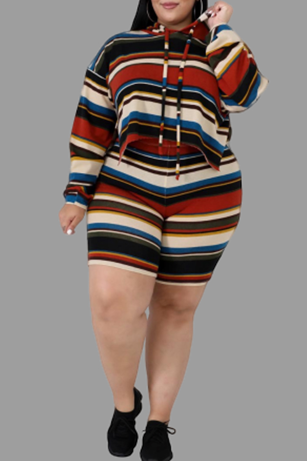 Lovely Casual Hooded Collar Striped Printed Multicolor Plus Size Two-piece Shorts Set, Multicolor mstn
Lovely Casual Hooded Collar Striped Printed Multicolor Plus Size Two-piece Shorts Set, Multicolor mstn