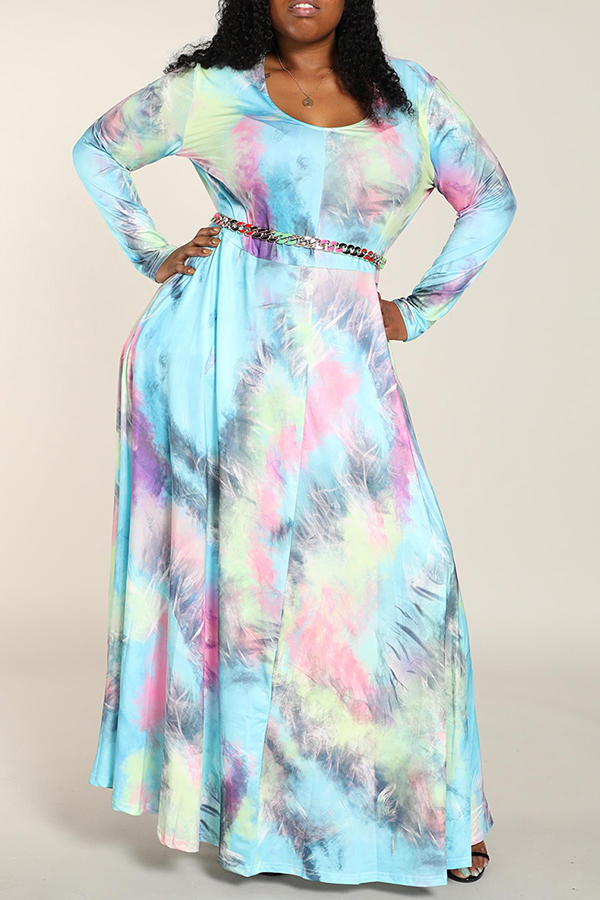 Lovely Casual V Neck Printed Multicolor Floor Length Plus Size Dress, Multi
Lovely Casual V Neck Printed Multicolor Floor Length Plus Size Dress, Multi