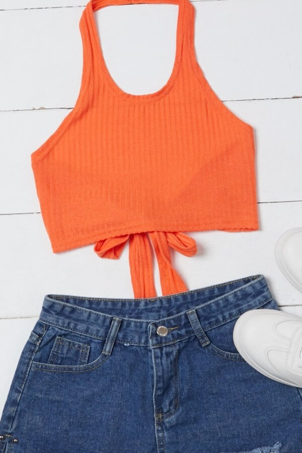 Lovely Casual Lace-up Orange Camisole
Lovely Casual Lace-up Orange Camisole