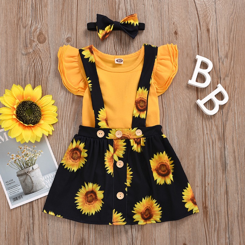 Lovely Sweet Sunflower Print Yellow Girl Two-piece Skirt Set 
Lovely Sweet Sunflower Print Yellow Girl Two-piece Skirt Set