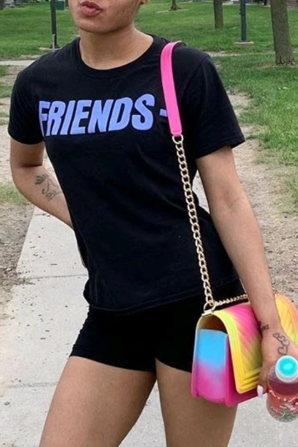 lovely Casual O Neck Letter Print Black Two-piece Shorts Set 
lovely Casual O Neck Letter Print Black Two-piece Shorts Set