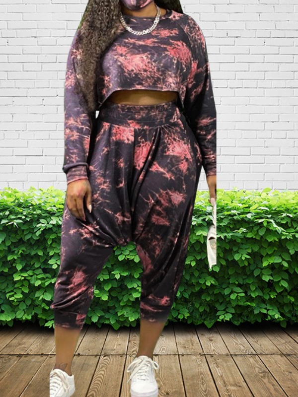 lovely Casual O Neck Tie-dye Multicolor Plus Size Two-piece Pants Set, Multi
lovely Casual O Neck Tie-dye Multicolor Plus Size Two-piece Pants Set, Multi