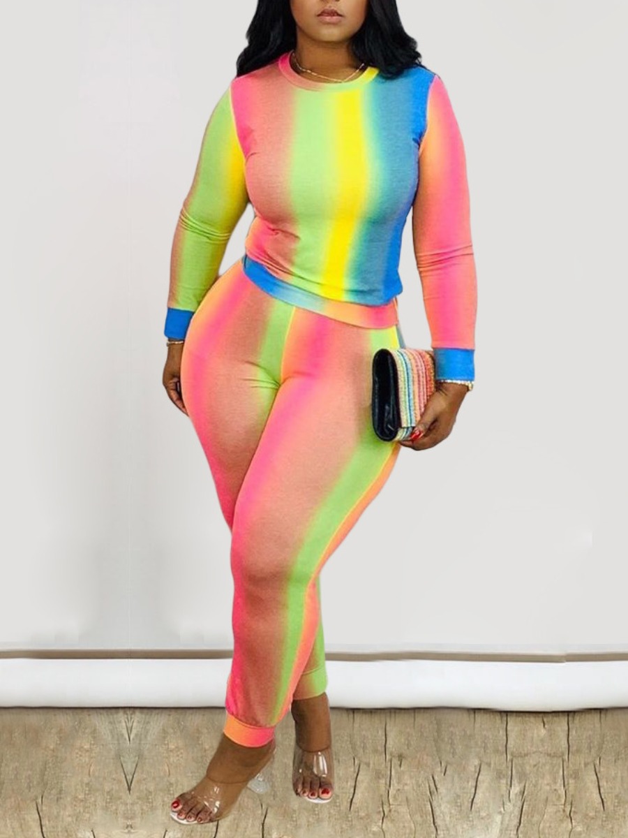 lovely Trendy O Neck Rainbow Striped Multicolor Two Piece Pants Set, Multi
lovely Trendy O Neck Rainbow Striped Multicolor Two Piece Pants Set, Multi