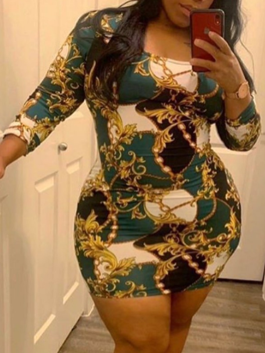lovely Trendy Versace Print Blackish Green Mini Plus Size Dress, Black green
lovely Trendy Versace Print Blackish Green Mini Plus Size Dress, Black green