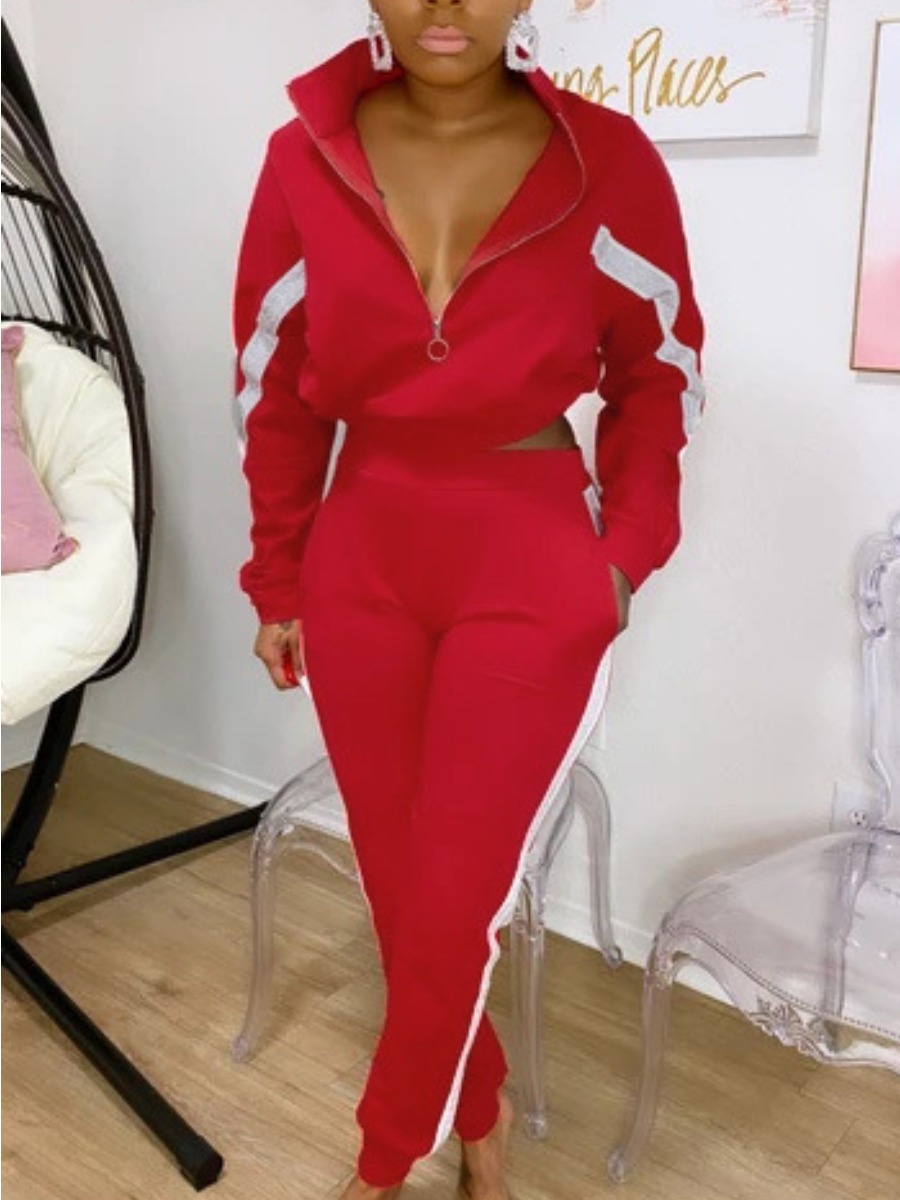lovely Sportswear Turndown Collar Patchwork Zipper Design Red Two Piece Pants Set
lovely Sportswear Turndown Collar Patchwork Zipper Design Red Two Piece Pants Set