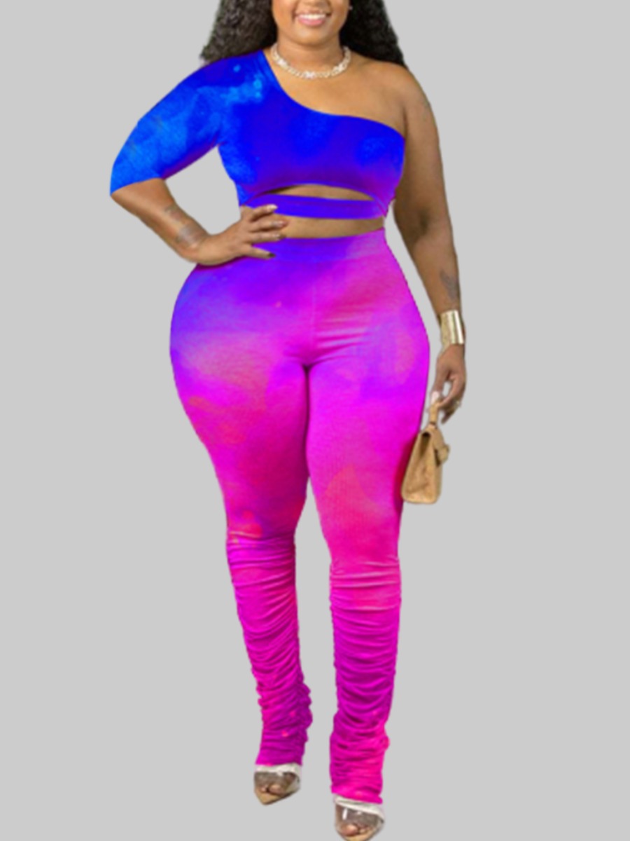 lovely Trendy One Shoulder Gradient Multicolor Plus Size Two-piece Pants Set, Multi
lovely Trendy One Shoulder Gradient Multicolor Plus Size Two-piece Pants Set, Multi