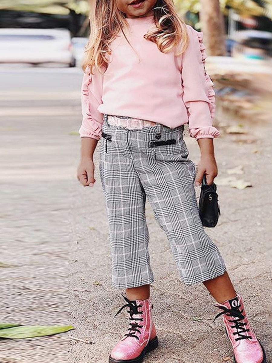 lovely Trendy O Neck Stringy Selvedge Grid Print Pink Girl Two-piece Pants Set
lovely Trendy O Neck Stringy Selvedge Grid Print Pink Girl Two-piece Pants Set