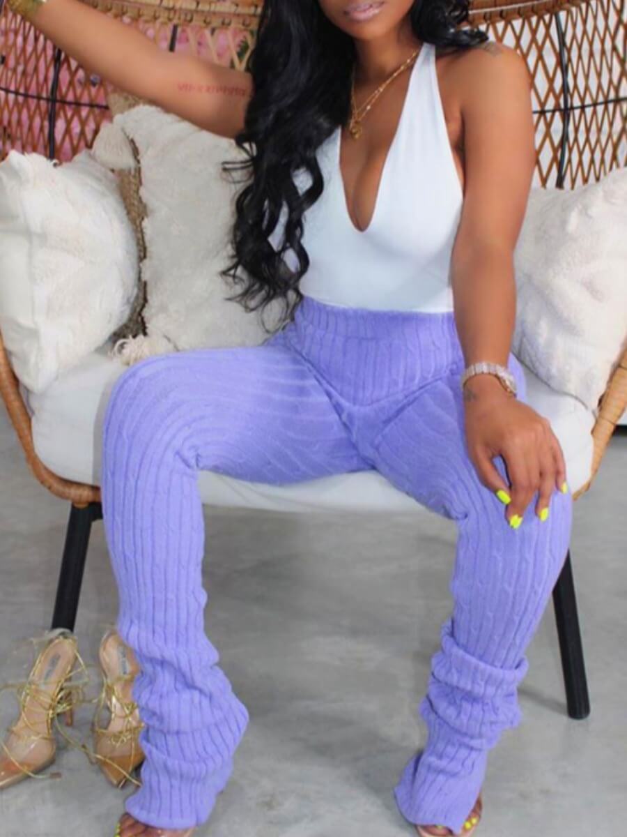 LW Leisure Striped Skinny Purple Pants