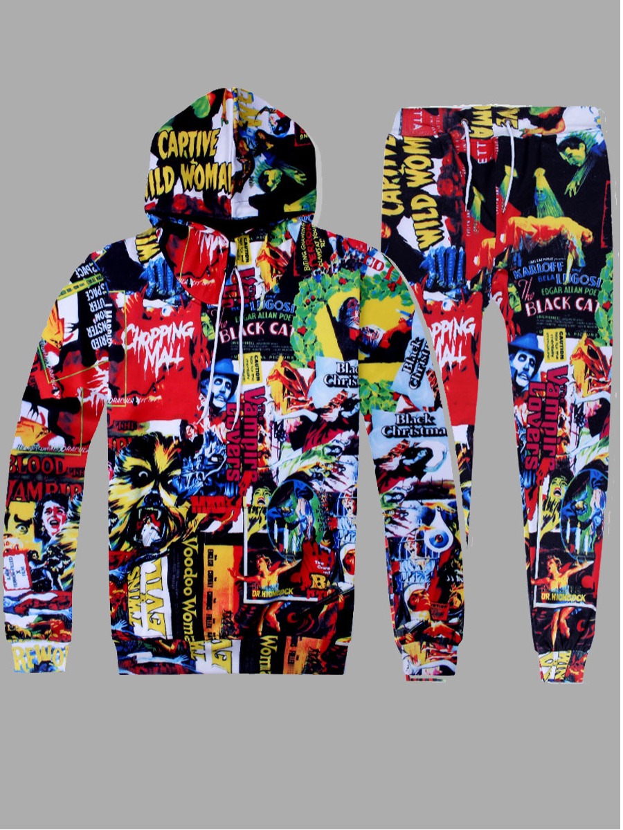 lovely Street Hooded Collar Print Multicolor Men Two-piece Pants Set, Multi
lovely Street Hooded Collar Print Multicolor Men Two-piece Pants Set, Multi