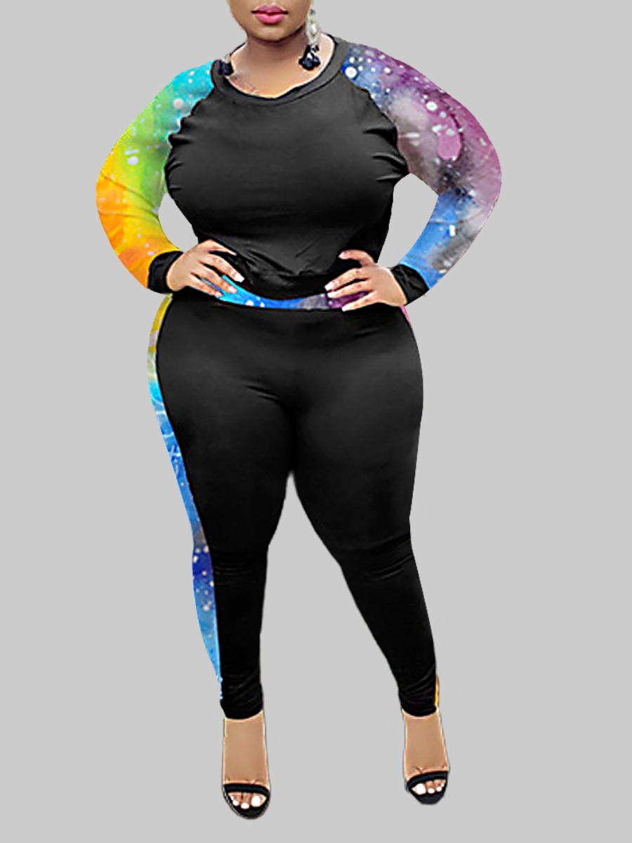 lovely Sportswear O Neck Print Patchwork Multicolor Plus Size Two-piece Pants Set, Multi
lovely Sportswear O Neck Print Patchwork Multicolor Plus Size Two-piece Pants Set, Multi