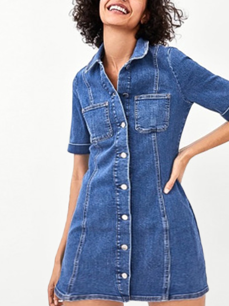 lovely Stylish Turndown Collar Buttons Design Baby Blue Mini Plus Size Denim Dress
lovely Stylish Turndown Collar Buttons Design Baby Blue Mini Plus Size Denim Dress
