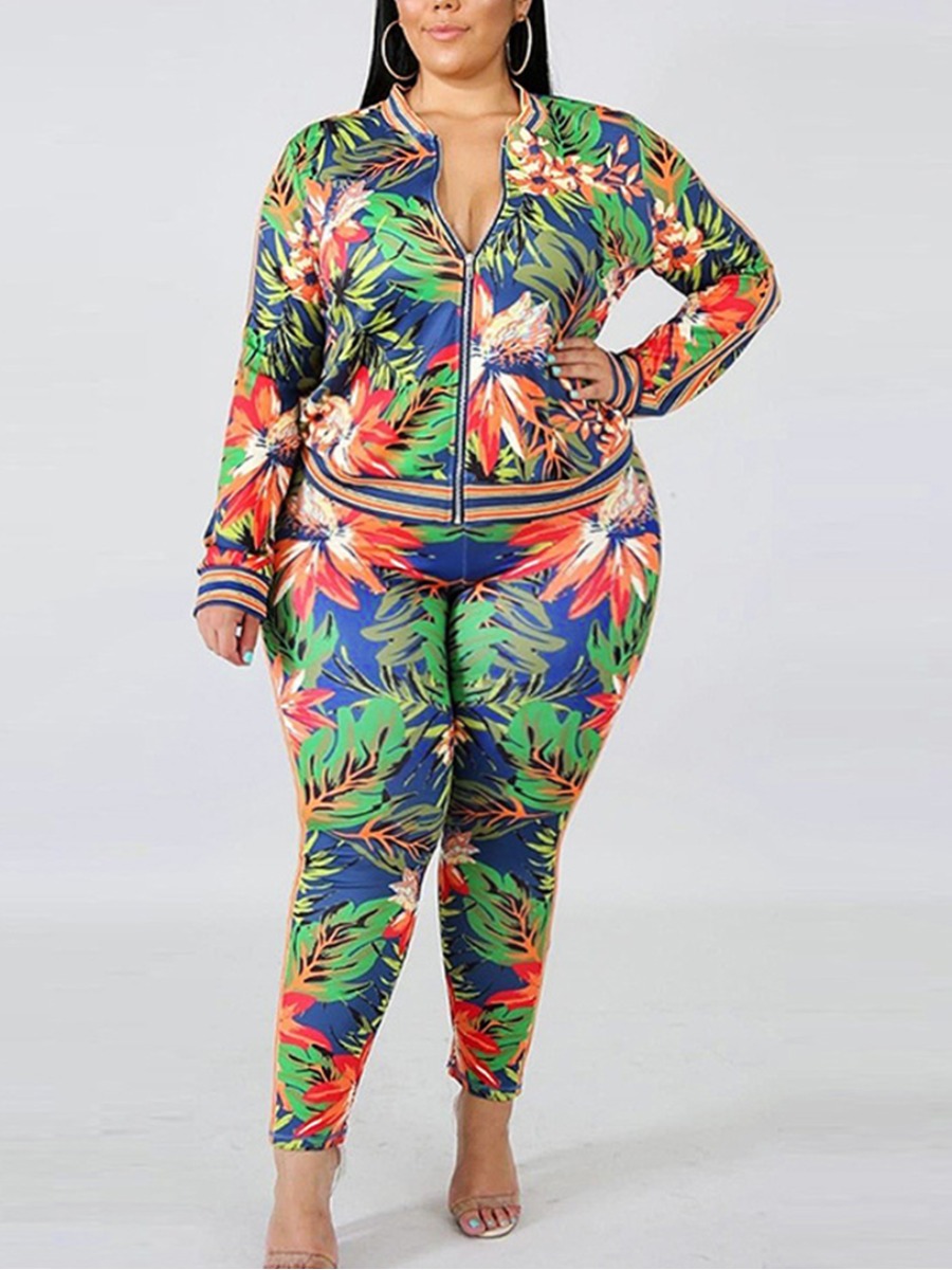 Lovely Casual Plants Print Zipper Design Multicolor Plus Size Two-piece Pants Set, Multi
Lovely Casual Plants Print Zipper Design Multicolor Plus Size Two-piece Pants Set, Multi
