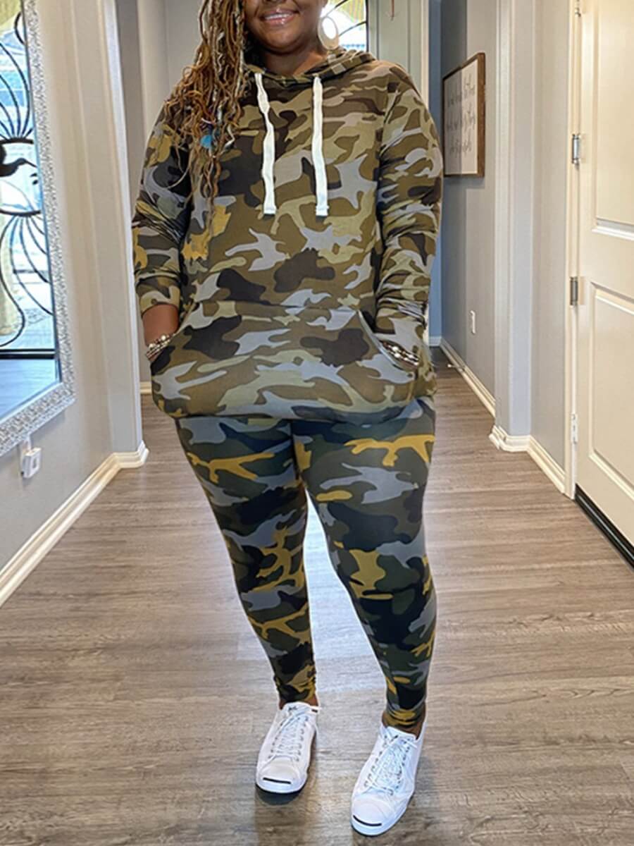 Lovely Casual Hooded Collar Camo Print Yellow Plus Size Two-piece Pants Set
Lovely Casual Hooded Collar Camo Print Yellow Plus Size Two-piece Pants Set