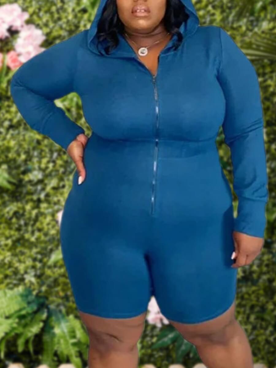 Lovely Sportswear Hooded Collar Zipper Design Blue Plus Size One-piece Romper
Lovely Sportswear Hooded Collar Zipper Design Blue Plus Size One-piece Romper