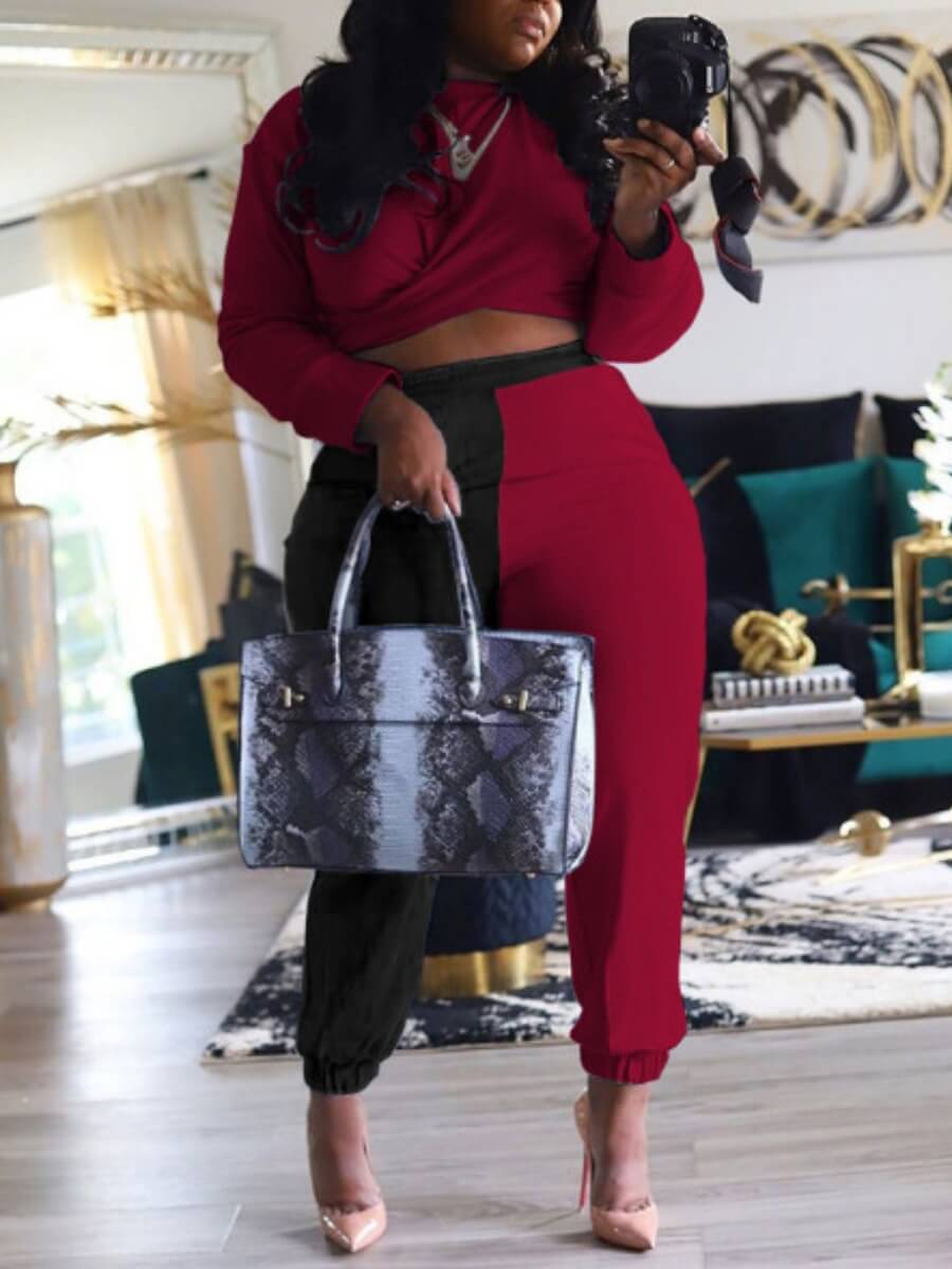 Lovely Casual O Neck Cross-over Design Patchwork Red Plus Size Two-piece Pants Set
Lovely Casual O Neck Cross-over Design Patchwork Red Plus Size Two-piece Pants Set