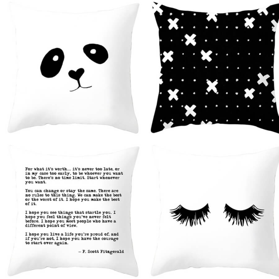 Lovely Trendy Print Black And White Decorative Pillow Case
