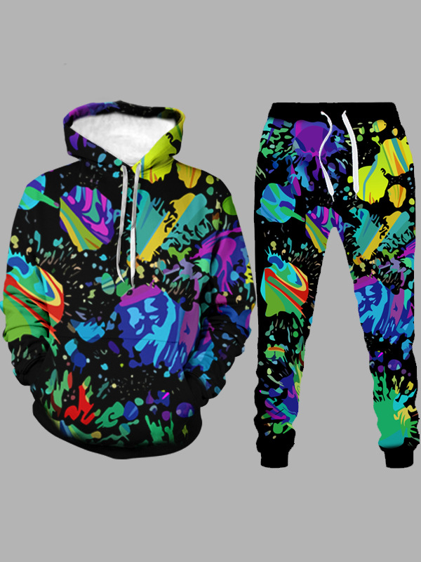 lovely Street Hooded Collar Graffiti Print Multicolor Men Two-piece Pants Set, Multi
lovely Street Hooded Collar Graffiti Print Multicolor Men Two-piece Pants Set, Multi