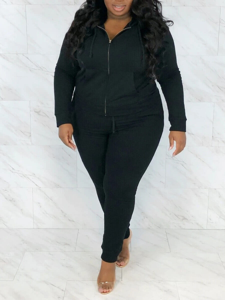 Lovely Sportswear Hooded Collar Kangaroo Pocket Black Plus Size Two-piece Pants Se
Lovely Sportswear Hooded Collar Kangaroo Pocket Black Plus Size Two-piece Pants Se