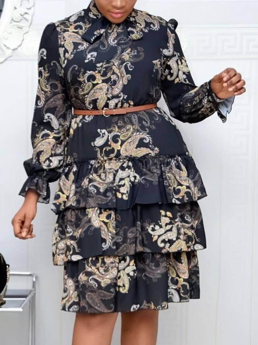 Lovely Chic Floral Print Layered Cascading Dark Blue Knee Length Dress(Without Belt
Lovely Chic Floral Print Layered Cascading Dark Blue Knee Length Dress(Without Belt