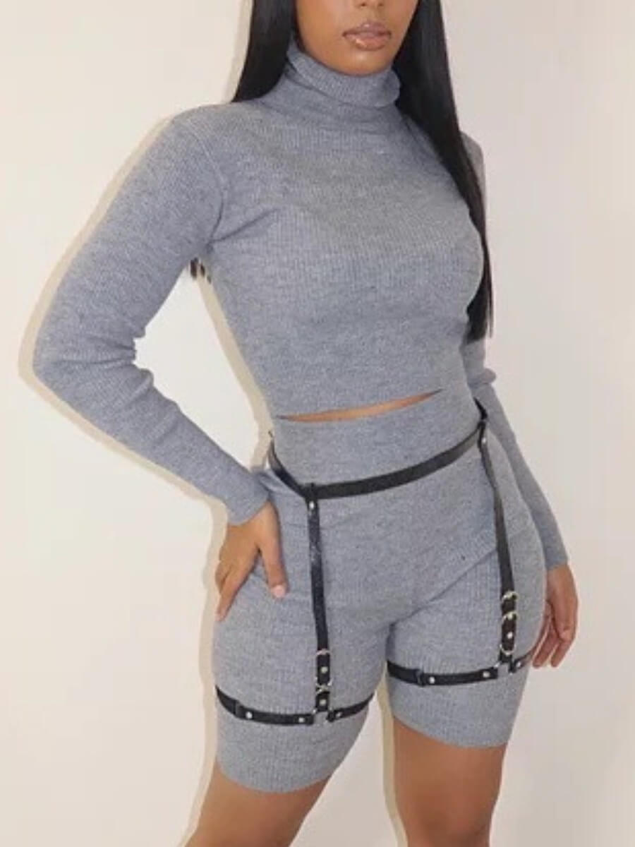 Lovely Chic Turtleneck Basic Skinny Grey Two Piece Shorts Set(Without Black Accessory
Lovely Chic Turtleneck Basic Skinny Grey Two Piece Shorts Set(Without Black Accessory