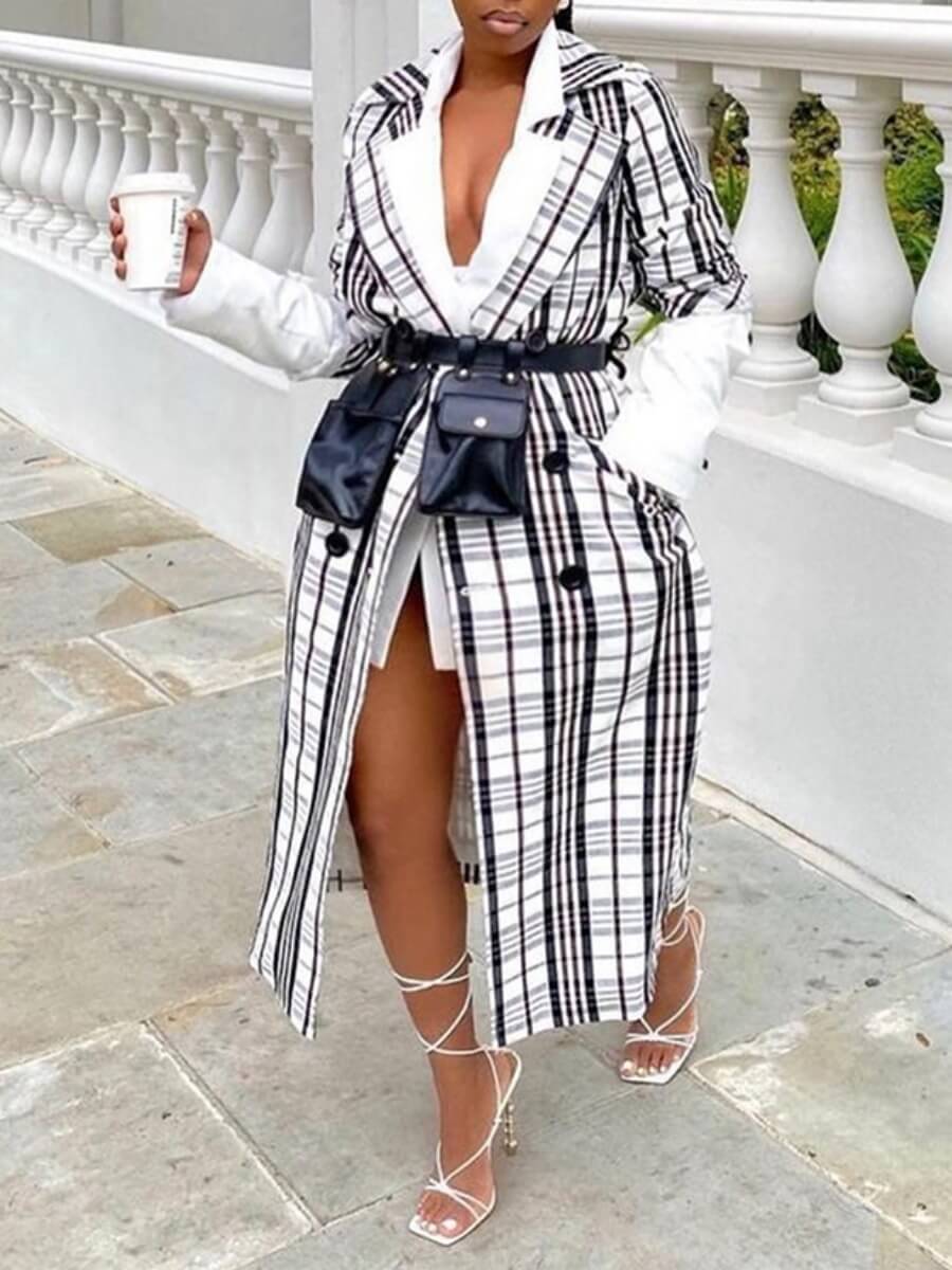 Lovely Casual Plaid Print Patchwork Button Design White Trench Coat(Without Belt
Lovely Casual Plaid Print Patchwork Button Design White Trench Coat(Without Belt