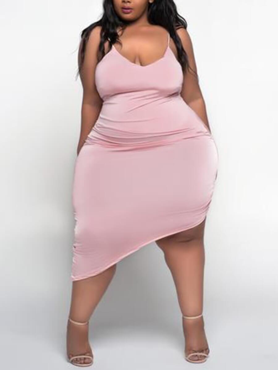 Lovely Casual Spaghetti Strap Asymmetrical Pink Knee Length Plus Size Dress
Lovely Casual Spaghetti Strap Asymmetrical Pink Knee Length Plus Size Dress