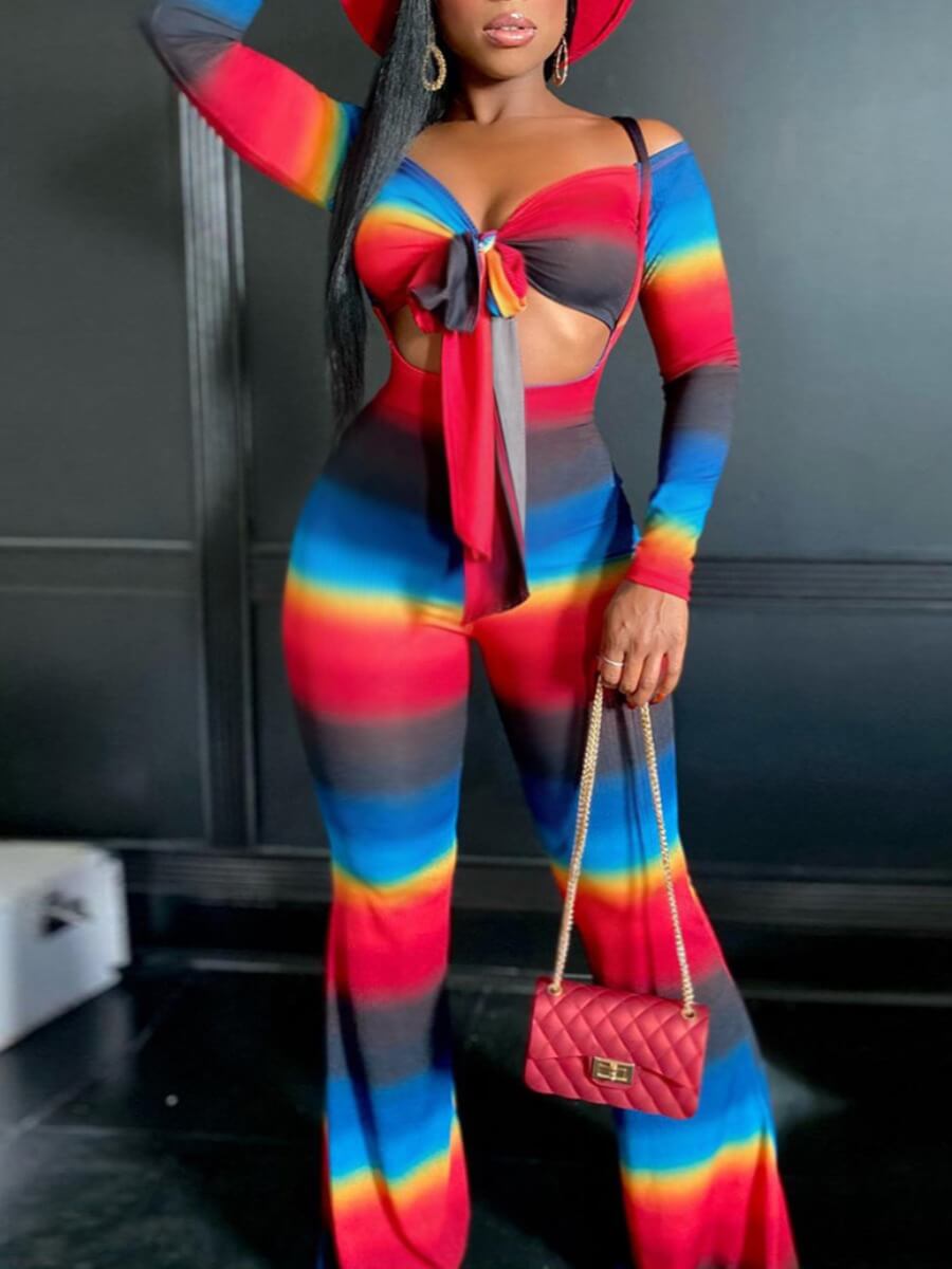 Lovely Sweet Striped Patchwork Bandage Design Multicolor Two Piece Pants Set, Multicolor mstn
Lovely Sweet Striped Patchwork Bandage Design Multicolor Two Piece Pants Set, Multicolor mstn