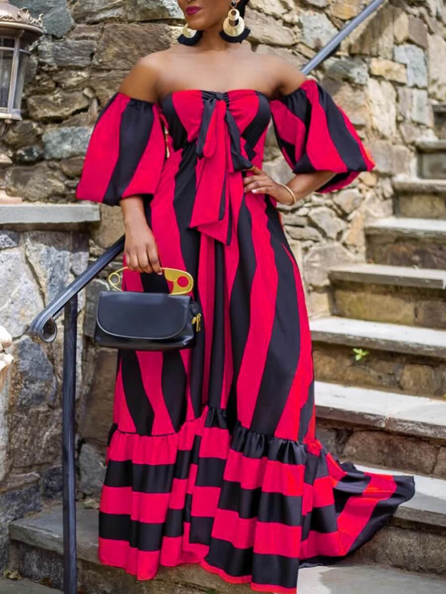 Lovely Stylish Off The Shoulder Striped Fold Design Rose Red Floor Length A Line Plus Size Dress
Lovely Stylish Off The Shoulder Striped Fold Design Rose Red Floor Length A Line Plus Size Dress