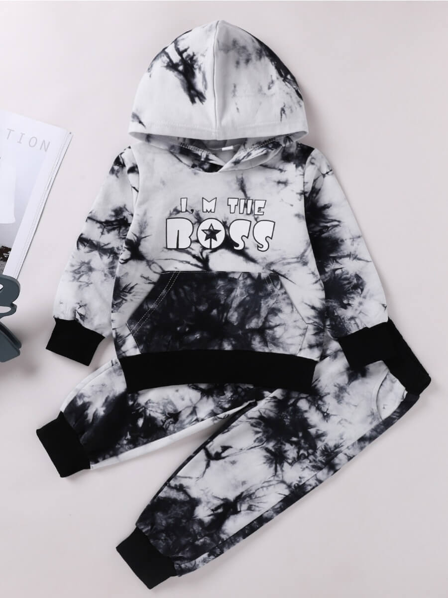 Lovely Sportswear Letter Print Tie Dye Multicolor Boy Two Piece Pants Set, Multi 
Lovely Sportswear Letter Print Tie Dye Multicolor Boy Two Piece Pants Set, Multi