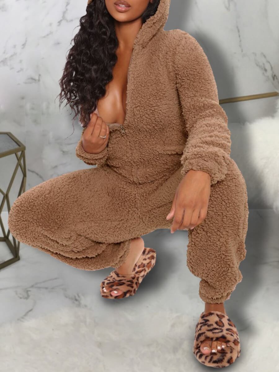 Lovely Home Style Hooded Collar Zipper Design Caramel Plus Size One-piece Jumpsuit, Caramel color
Lovely Home Style Hooded Collar Zipper Design Caramel Plus Size One-piece Jumpsuit, Caramel color