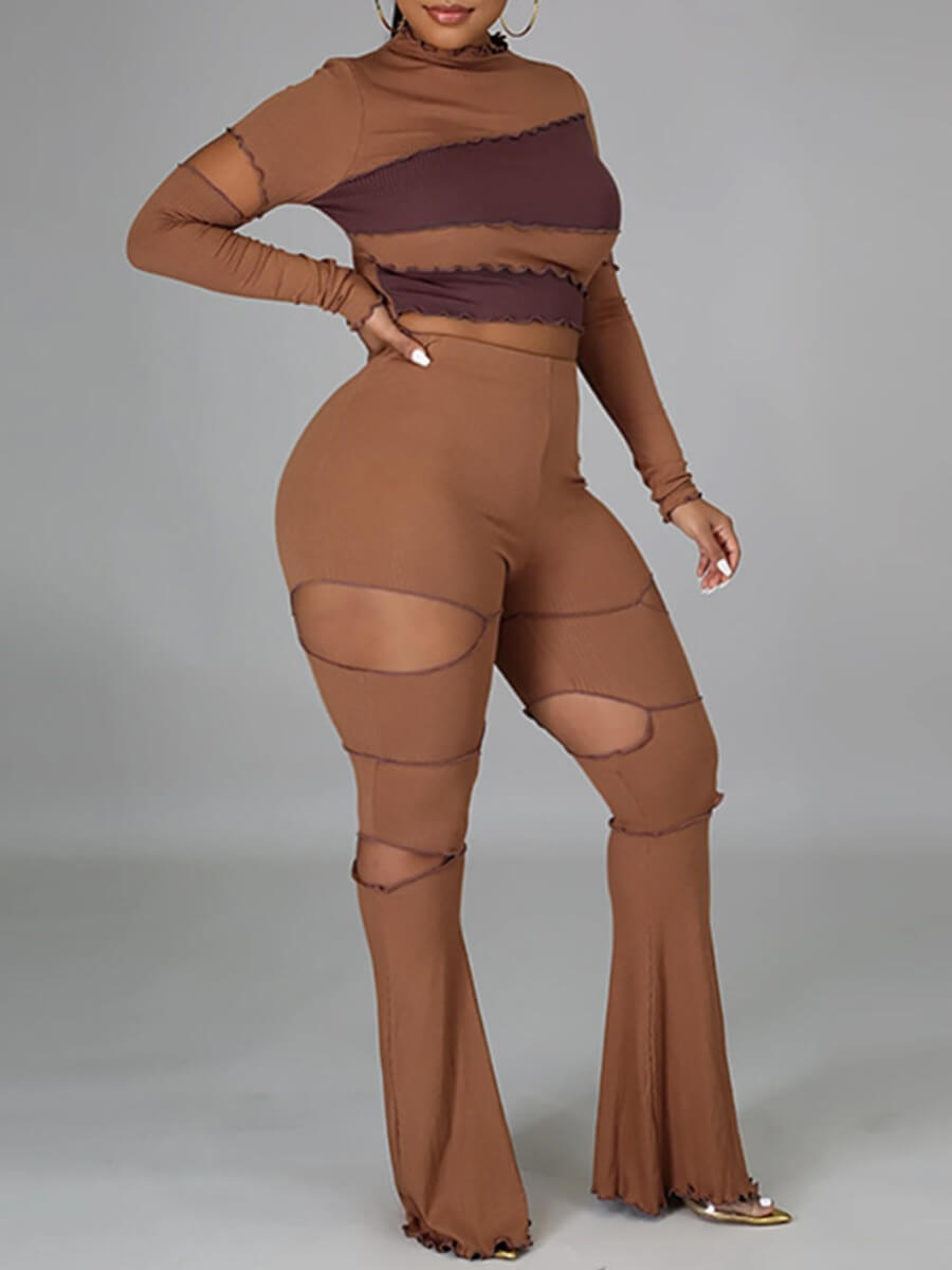 Lovely Sexy Flared Hollow-out Patchwork Khaki Plus Size Two-piece Pants Set
Lovely Sexy Flared Hollow-out Patchwork Khaki Plus Size Two-piece Pants Set