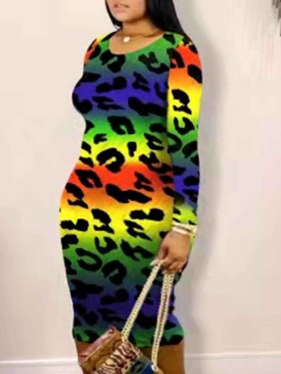 Lovely Casual Leopard Print Gradient Multicolor Mid Calf Plus Size Dress, Multi
Lovely Casual Leopard Print Gradient Multicolor Mid Calf Plus Size Dress, Multi