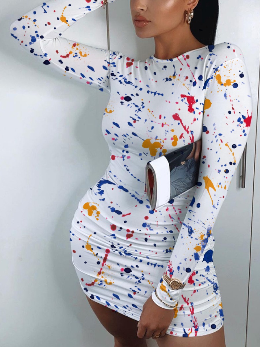 Lovely Casual O Neck Splash Ink Print White Mini Dress(No-positioning Printing
Lovely Casual O Neck Splash Ink Print White Mini Dress(No-positioning Printing