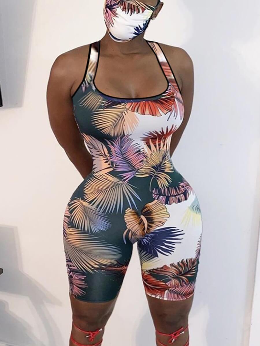 Lovely Casual U Neck Leaf Print Multicolor Plus Size One-piece Romper, Multi
Lovely Casual U Neck Leaf Print Multicolor Plus Size One-piece Romper, Multi