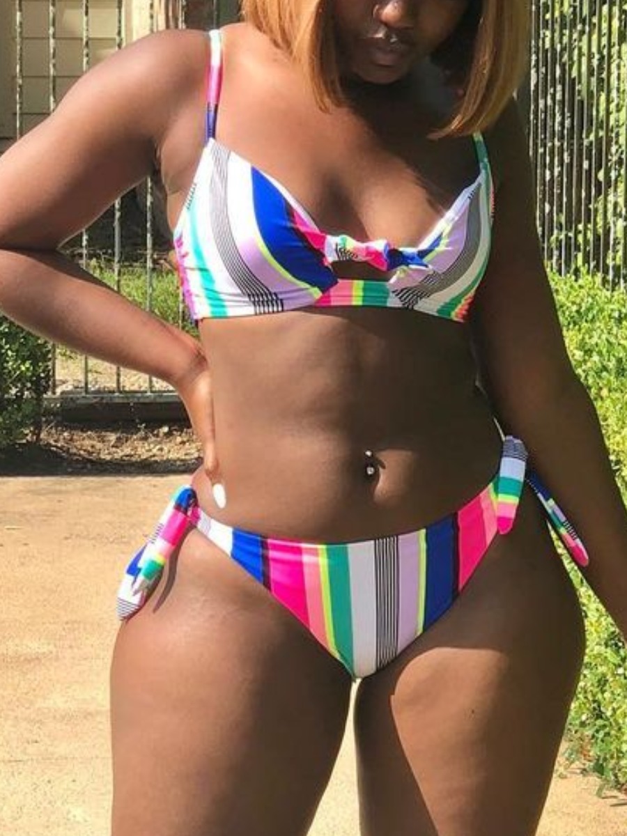 LW Casual Striped Bandage Design Multicolor Two-piece Swimsuit, Multi
LW Casual Striped Bandage Design Multicolor Two-piece Swimsuit, Multi