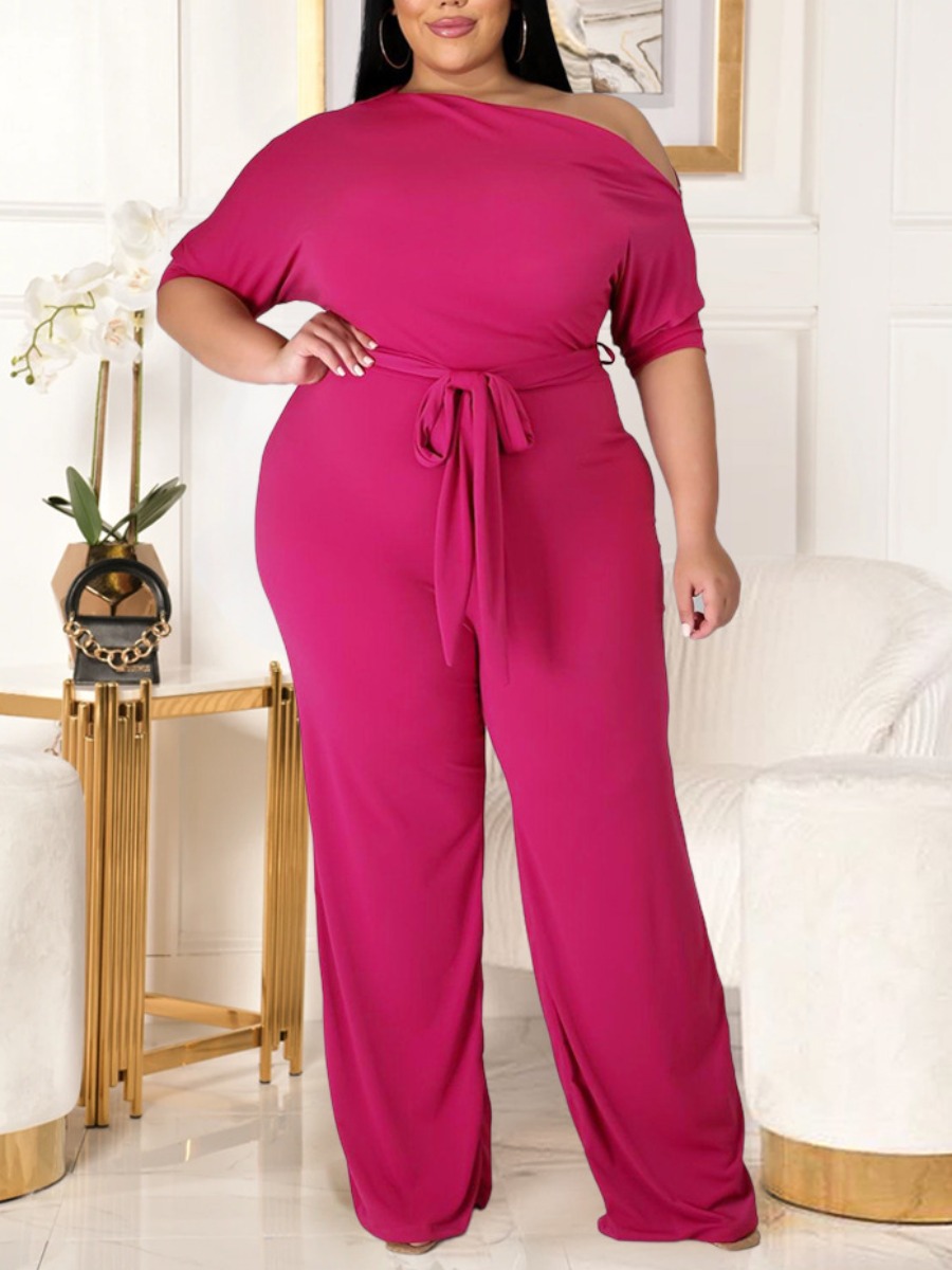 Lovely Elegant Boat Neck Bandage Design Rose Red Plus Size One-piece Jumpsuit
Lovely Elegant Boat Neck Bandage Design Rose Red Plus Size One-piece Jumpsuit