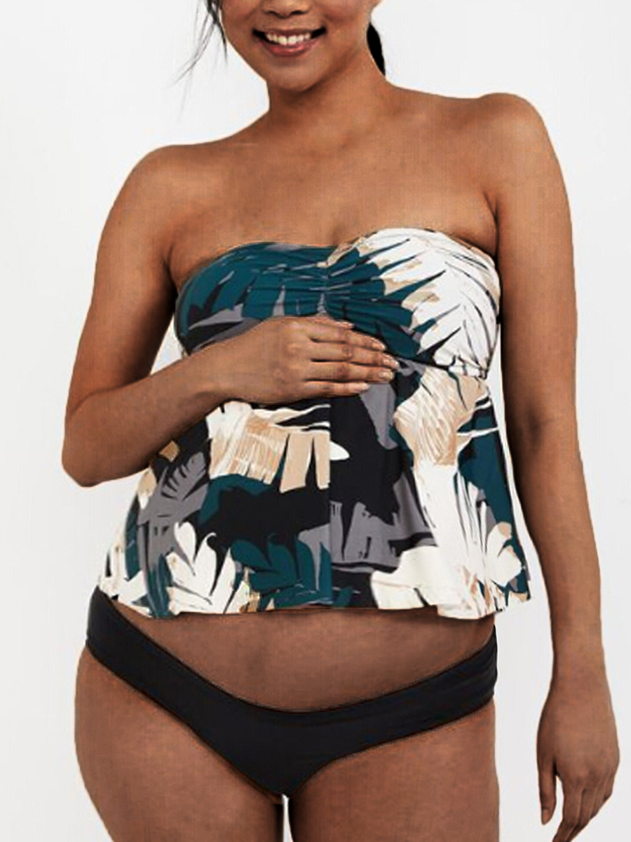 Lovely Boho Off The Shoulder Floral Print Multicolor Tankini Maternity Swimsuit, Multi
Lovely Boho Off The Shoulder Floral Print Multicolor Tankini Maternity Swimsuit, Multi