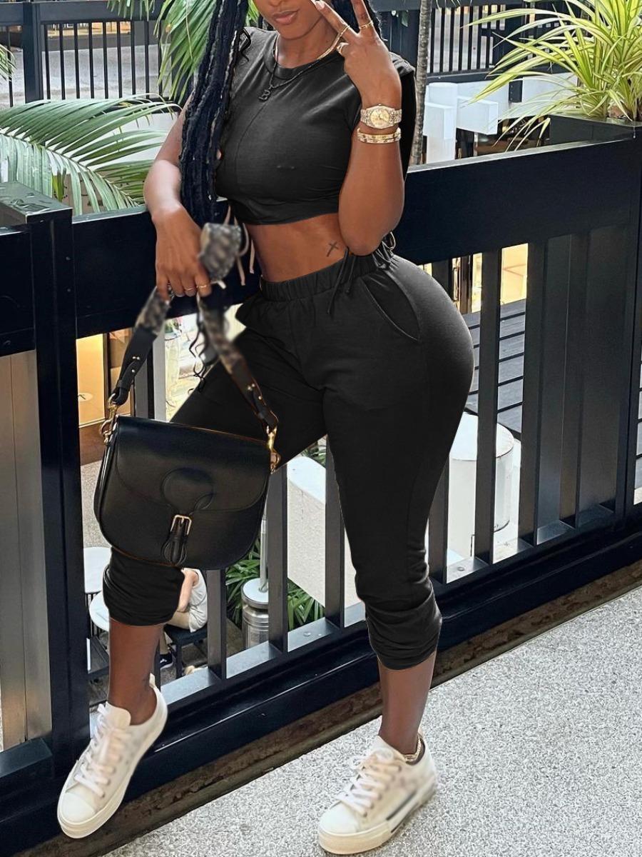 Lovely Casual O Neck Drawstring Black Two Piece Pants Set
Lovely Casual O Neck Drawstring Black Two Piece Pants Set