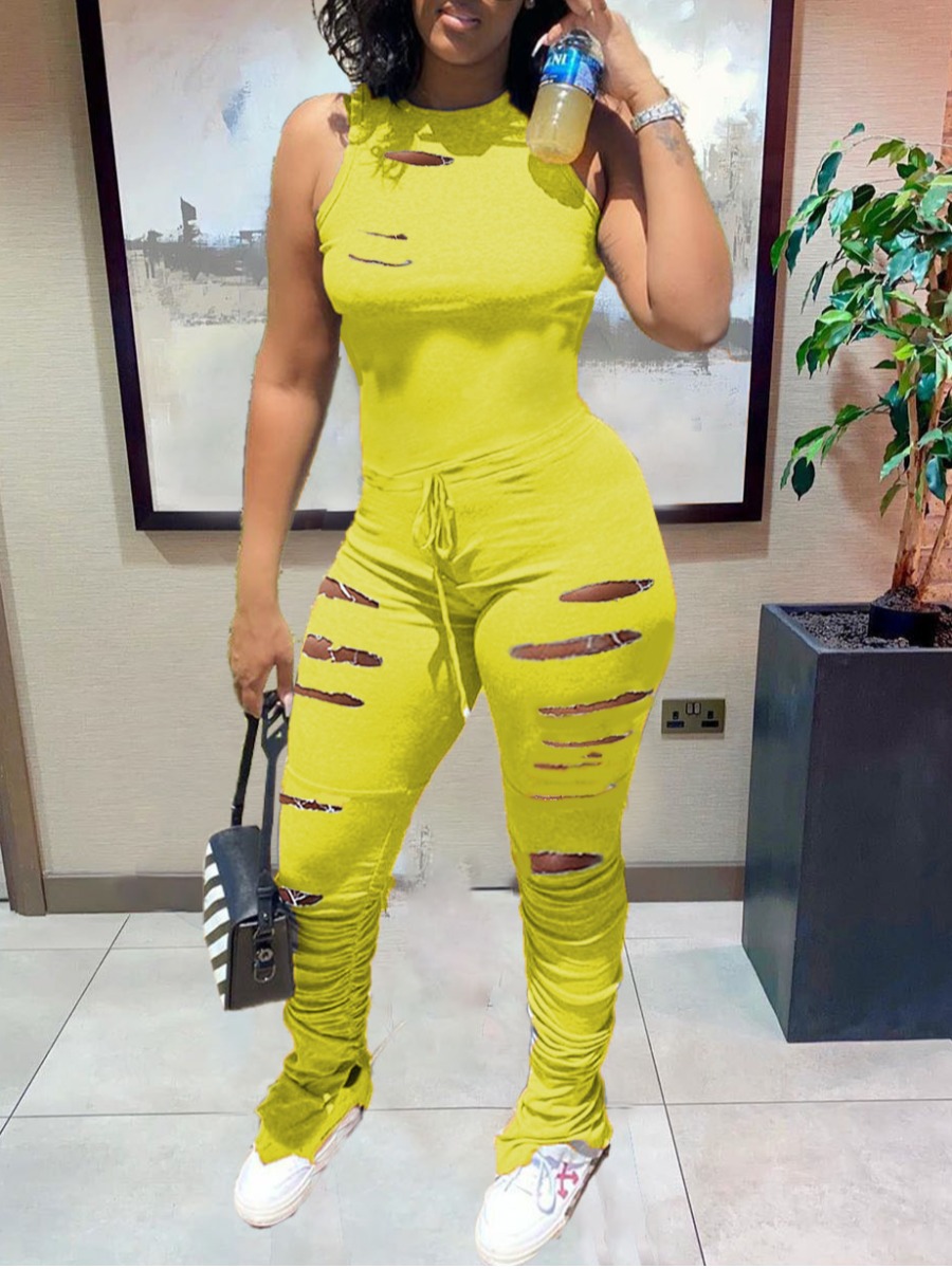 Lovely Plus Size Street Ripped Fold Design Drawstring Yellow One-piece Jumpsuit
Lovely Plus Size Street Ripped Fold Design Drawstring Yellow One-piece Jumpsuit