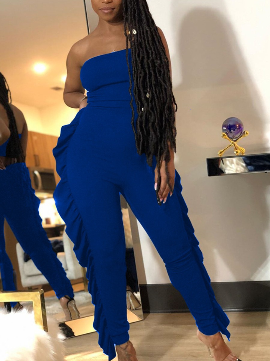 Lovely Street Off The Shoulder Flounce Design Hollow-out Blue One-piece Jumpsuit
Lovely Street Off The Shoulder Flounce Design Hollow-out Blue One-piece Jumpsuit