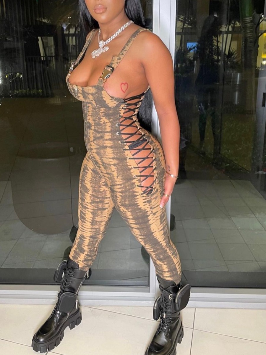 LW SXY Animal Print Bandage Hollow-out Design Coffee One-piece Jumpsuit, Multi
LW SXY Animal Print Bandage Hollow-out Design Coffee One-piece Jumpsuit, Multi