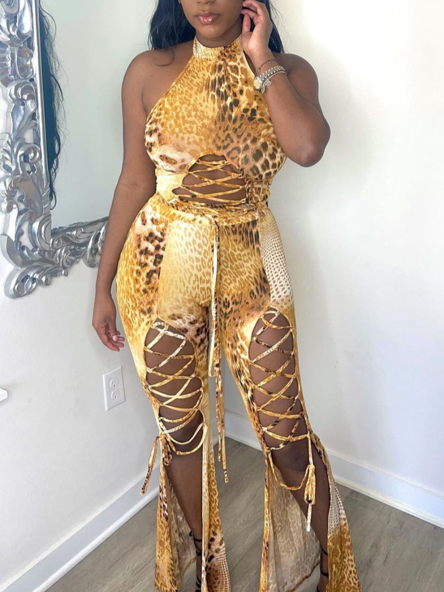 Lovely Street Animal Print Bandage Hollow-out Design Yellow One-piece Jumpsuit
Lovely Street Animal Print Bandage Hollow-out Design Yellow One-piece Jumpsuit