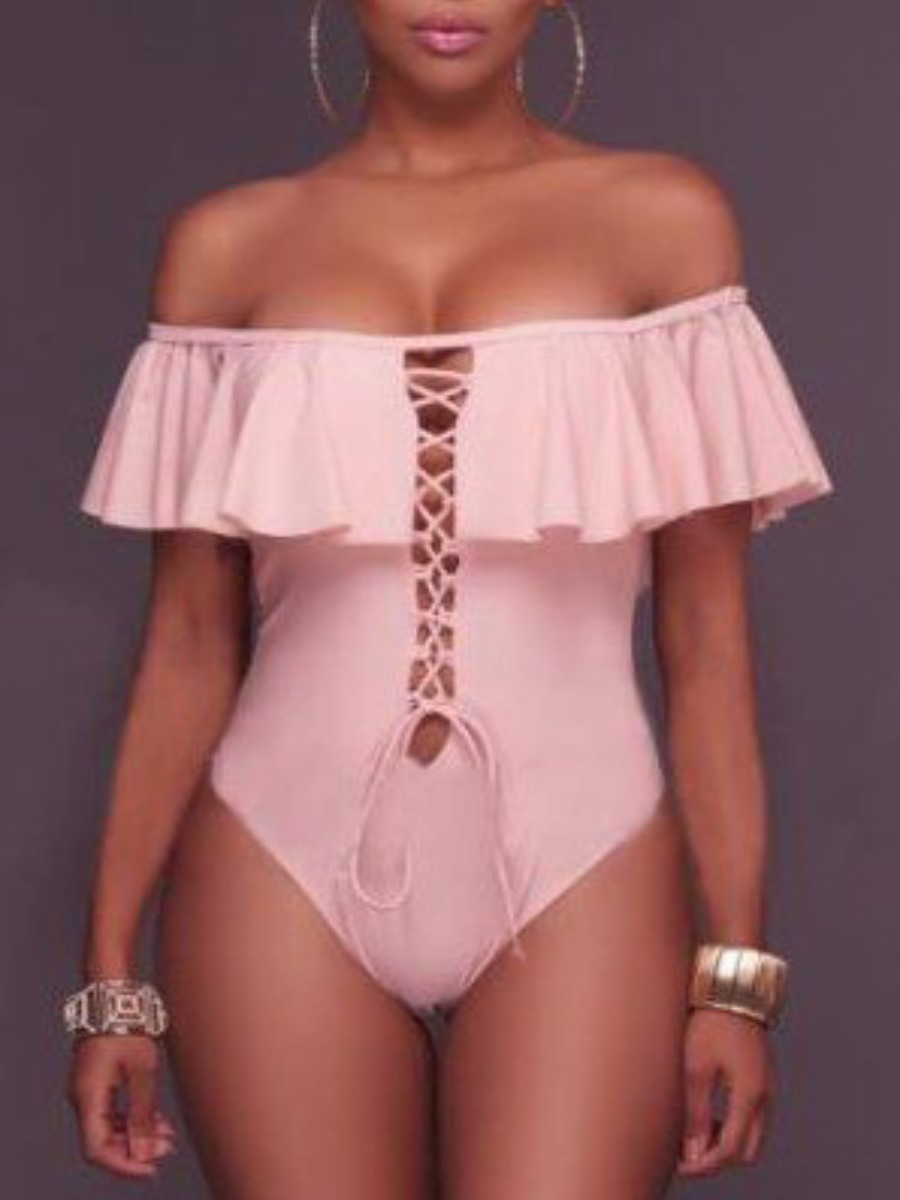 Lovely Boho Off The Shoulder Bandage Flounce Design Pink One-piece Swimsuit
Lovely Boho Off The Shoulder Bandage Flounce Design Pink One-piece Swimsuit