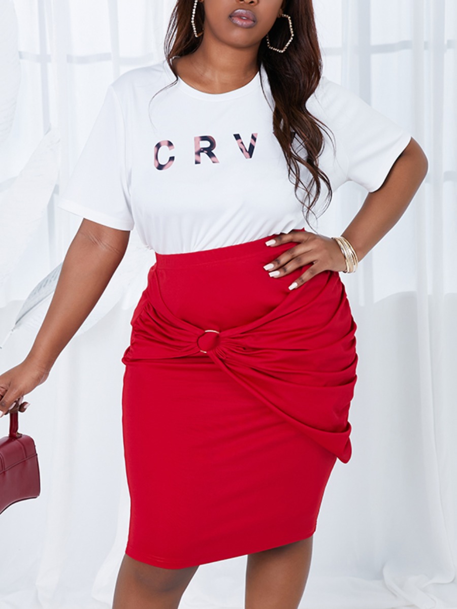 Lovely Street Letter Print Metal Ring Decoration Red Plus Size Two-piece Skirt Set
Lovely Street Letter Print Metal Ring Decoration Red Plus Size Two-piece Skirt Set