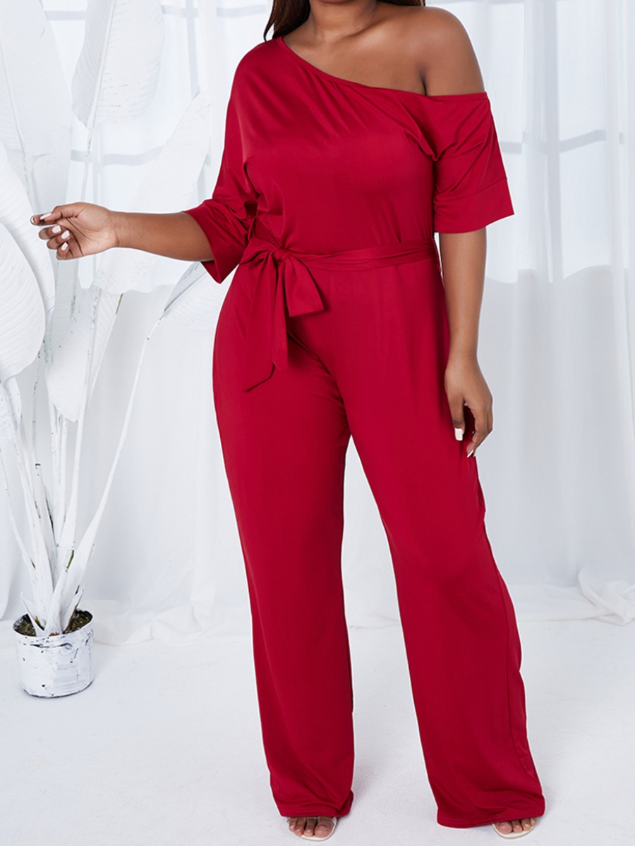 Lovely Plus Size Casual One Shouder Bandage Design Wine Red One-piece Jumpsuit
Lovely Plus Size Casual One Shouder Bandage Design Wine Red One-piece Jumpsuit