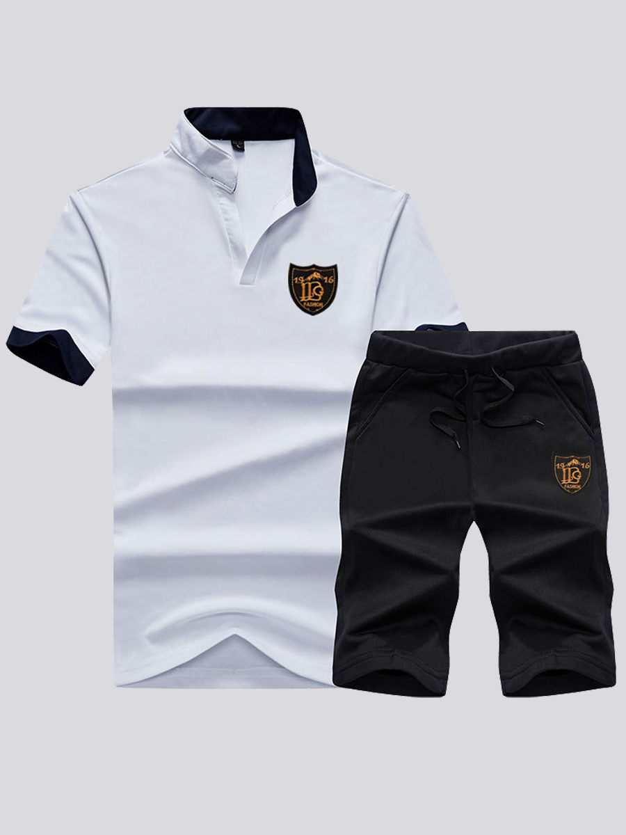 Lovely Men Sporty Mandarin Collar Print Drawstring White Two Piece Shorts Set
Lovely Men Sporty Mandarin Collar Print Drawstring White Two Piece Shorts Set
