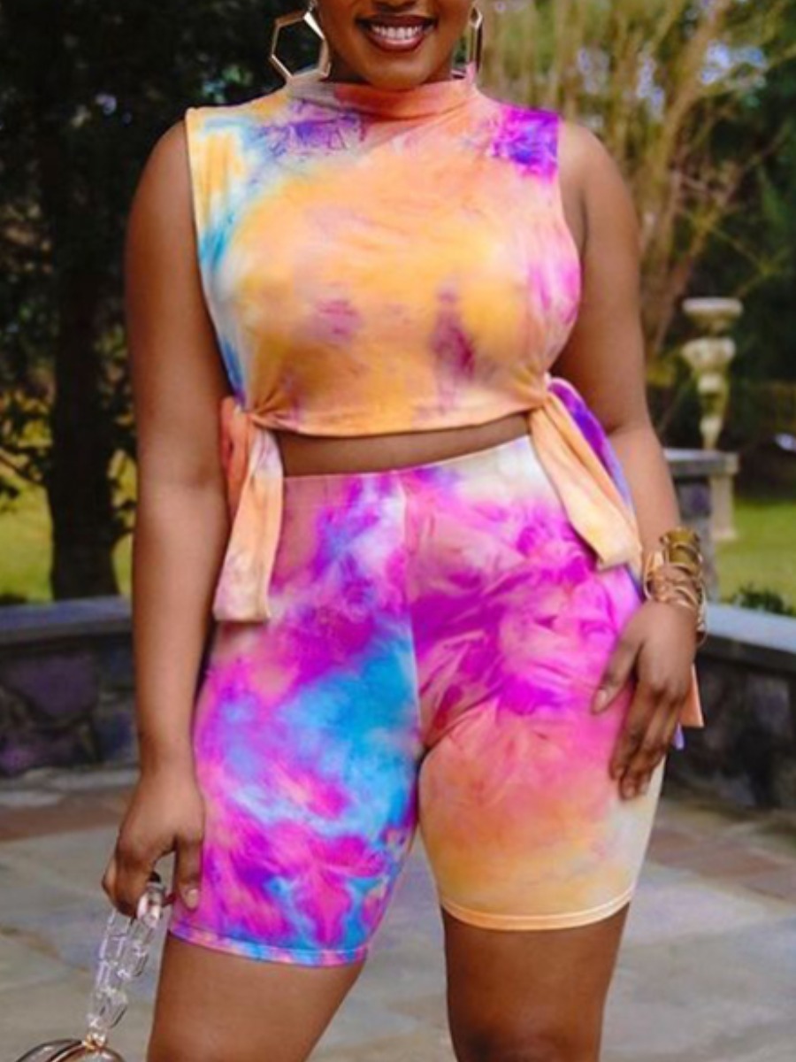 Lovely Plus Size Street Tie-dye Bandage Design Multicolor Two-piece Shorts Set, Multi
Lovely Plus Size Street Tie-dye Bandage Design Multicolor Two-piece Shorts Set, Multi